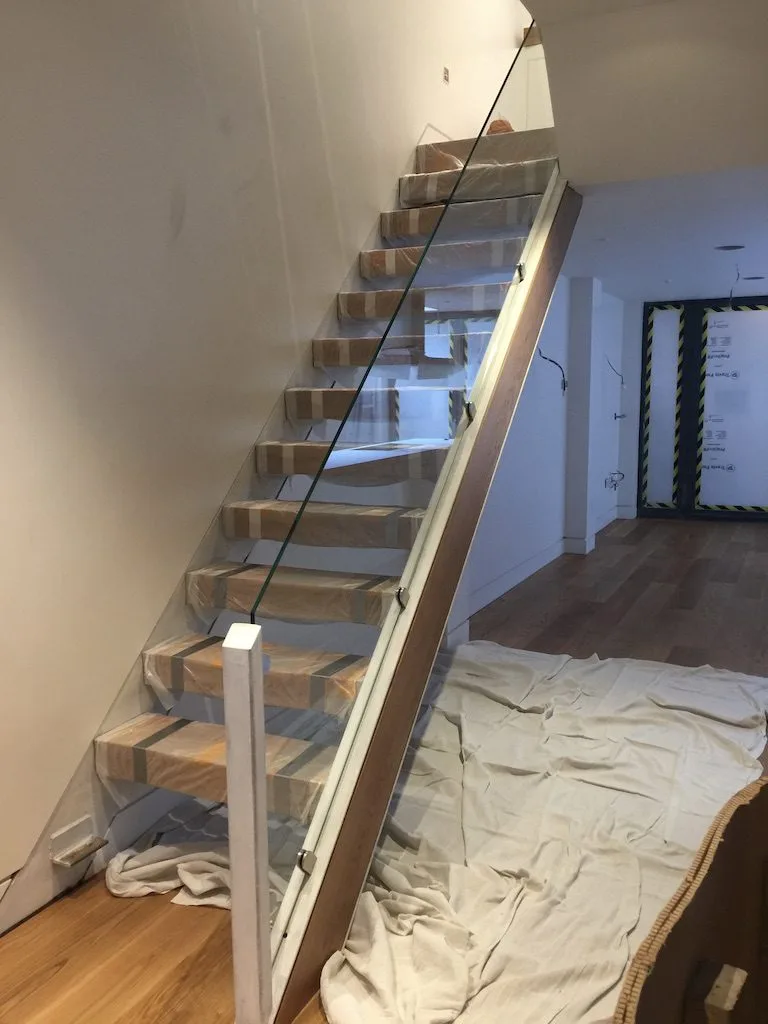 Glass Balustrades Of A Modern Stairs At Home
