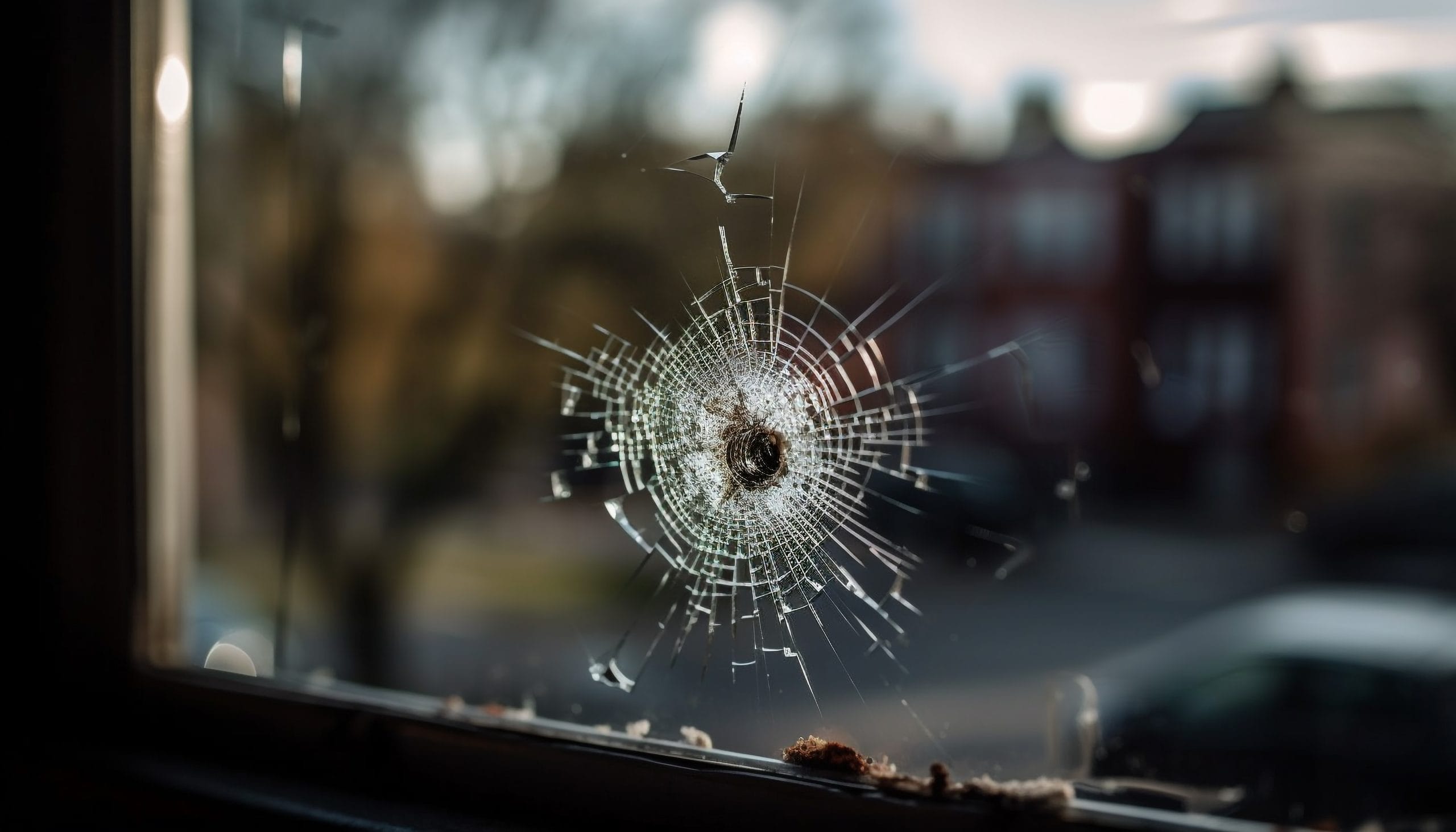 Broken Glass in a window panel